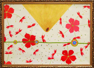 Tornī skatāma igauņu mākslinieces Pusa gleznu izstāde “Pasaules naba”